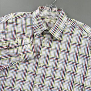 Peter Millar Shirt Mens Large Multicolor Plaid Check Button Down Long Sleeve